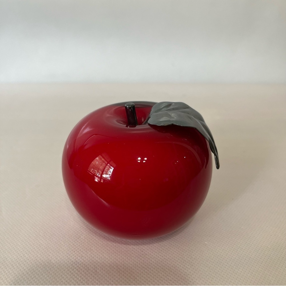Astral Glass Art Red Apple Paperweight Argentina Hand Blown Vintage